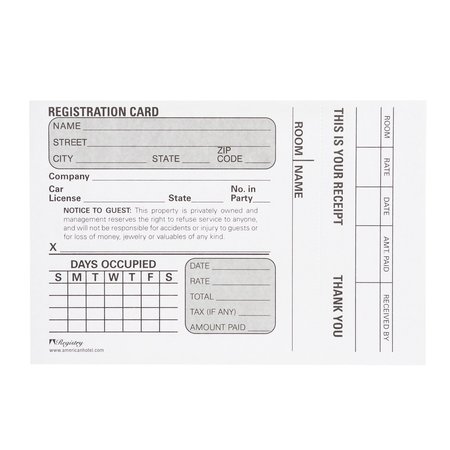 REGISTRY Registration Card, W/ Receipt, 1000Pk U72244-BAH
